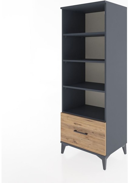 Hyperion Dolap 4 Raflı Tek Çekmeceli 60X44X163 Antrasit-Çam modelleri