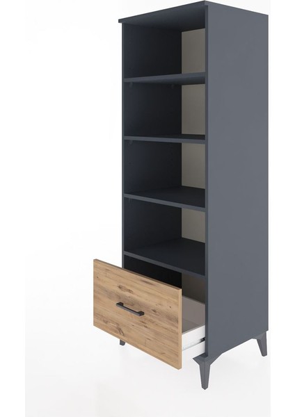 Hyperion Dolap 4 Raflı Tek Çekmeceli 60X44X163 Antrasit-Çam fırsatları
