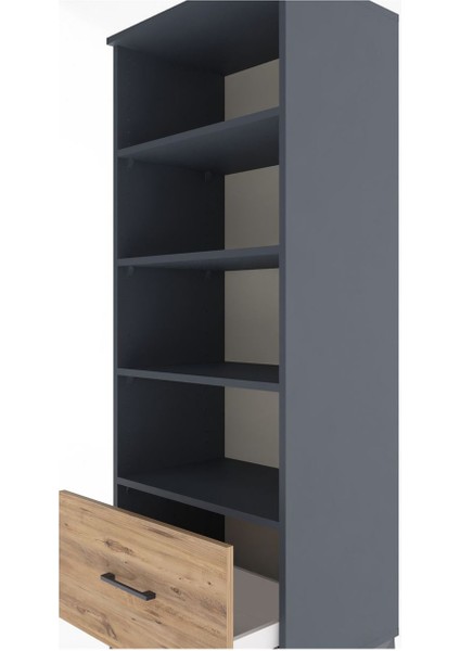 Hyperion Dolap 4 Raflı Tek Çekmeceli 60X44X163 Antrasit-Çam indirimleri