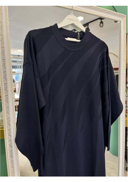 Adn Ince Triko Verev Elbise - Lacivert - 2 modelleri