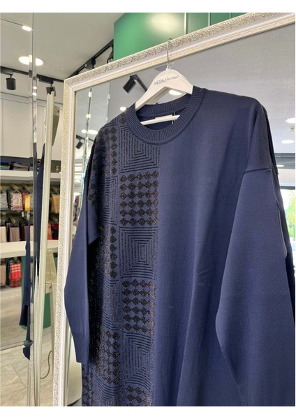 Adn Ince Triko Tunik Simli - Lacivert - 2 fiyatları