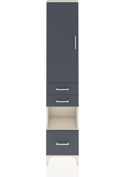 Arges Dolap 4 Raflı 3 Çekmeceli Tek Kapaklı 44X30X221 Aytaşı-Antrasit