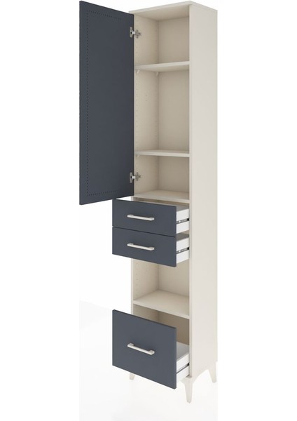 Arges Dolap 4 Raflı 3 Çekmeceli Tek Kapaklı 44X30X221 Aytaşı-Antrasit fırsatları