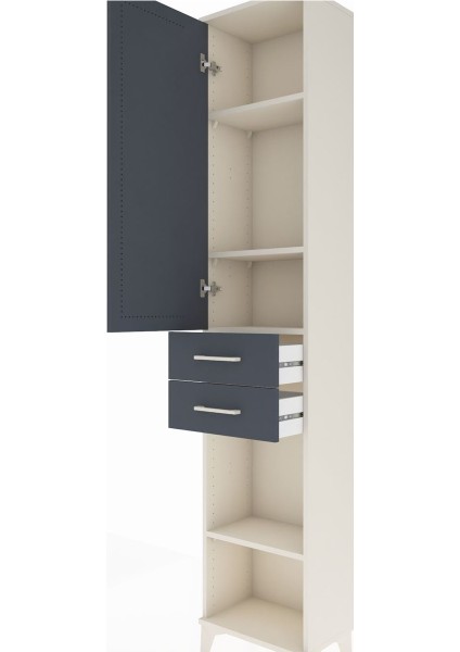 Arges Dolap 4 Raflı 2 Çekmeceli Tek Kapaklı 44X30X221 Aytaşı-Antrasit indirimleri
