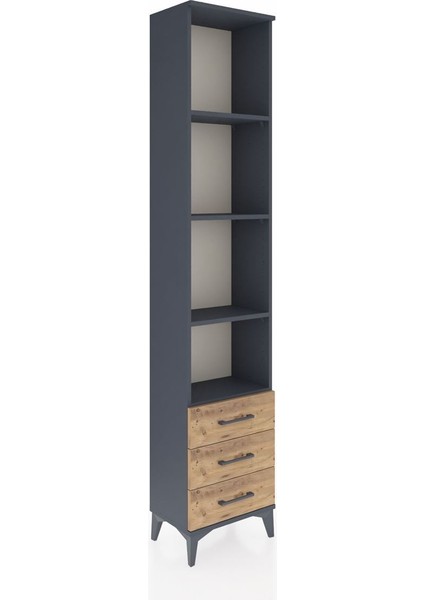 Arges Dolap 4 Raflı 3 Çekmeceli 44X30X221 Antrasit-Çam fiyatları