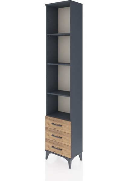 Arges Dolap 4 Raflı 3 Çekmeceli 44X30X221 Antrasit-Çam modelleri