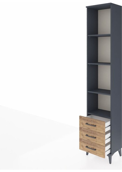 Arges Dolap 4 Raflı 3 Çekmeceli 44X30X221 Antrasit-Çam fırsatları