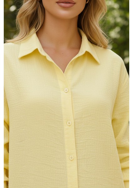 Kadın Sarı Classic Regular Fit Düğmeli Uzun Kollu Gömlek – Kadın Gömlek modelleri