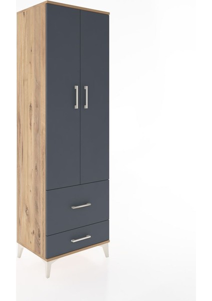Hyperion Dolap 4 Raflı 2 Çekmeceli 2 Kapaklı 60X44X195 Çam-Antrasit fiyatları