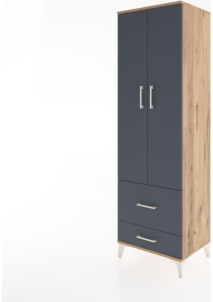 Hyperion Dolap 4 Raflı 2 Çekmeceli 2 Kapaklı 60X44X195 Çam-Antrasit modelleri