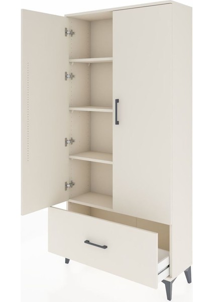 Arges Dolap 4 Raflı Tek Çekmeceli 2 Kapaklı 88X30X182 Aytaşı-Aytaşı fırsatları