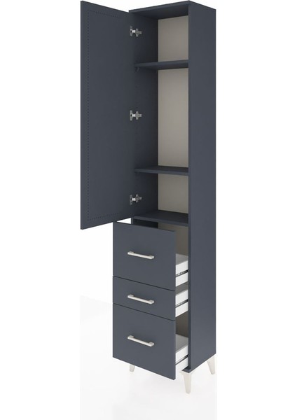 Arges Dolap 3 Raflı 3 Çekmeceli Tek Kapaklı 44X30X221 Antrasit-Antrasit fırsatları