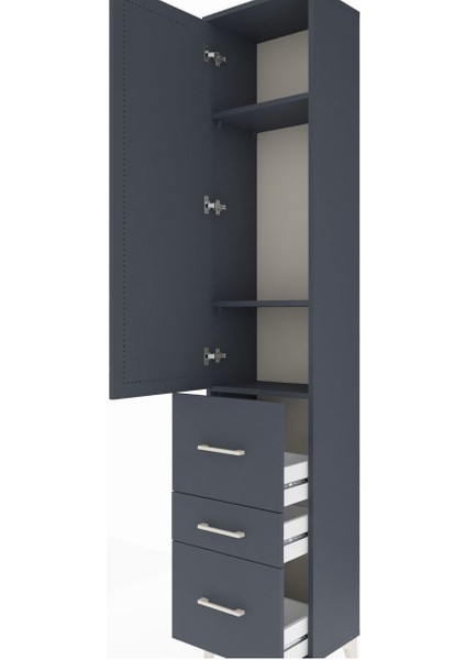 Arges Dolap 3 Raflı 3 Çekmeceli Tek Kapaklı 44X30X221 Antrasit-Antrasit indirimleri