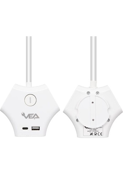 Vea VE-G903YC 3'lü Usb+ Type-C Girişli Anahtarlı 1.5 Metre Grup Priz fiyatları