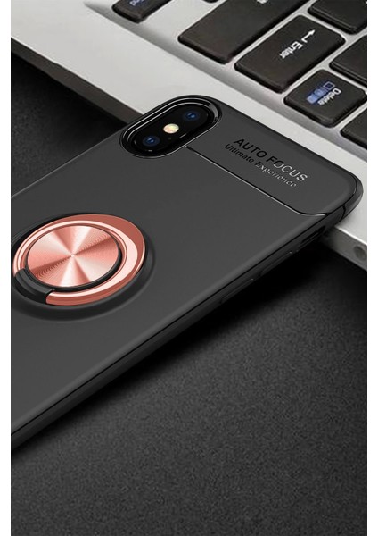 Bfs iPhone Xs Kılıf Range Yüzüklü Silikon - Siyah-Gold fiyatları