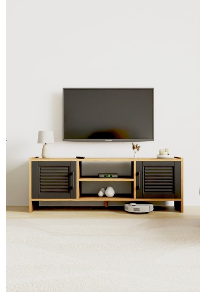 Molde Retro Tv Sehpası Mdf Membran Kapaklı Raflı Tv Ünitesi Televizyon Sehpası