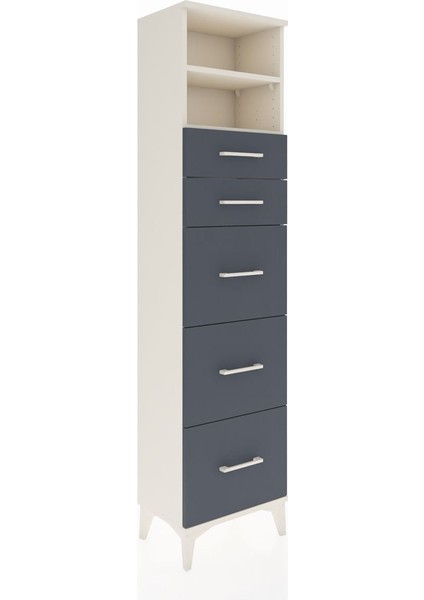 Arges Dolap 2 Raflı 5 Çekmeceli 44X30X182 Aytaşı-Antrasit fiyatları