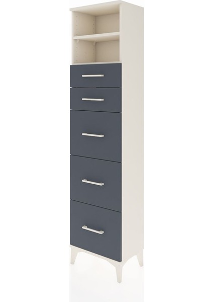 Arges Dolap 2 Raflı 5 Çekmeceli 44X30X182 Aytaşı-Antrasit modelleri