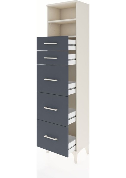 Arges Dolap 2 Raflı 5 Çekmeceli 44X30X182 Aytaşı-Antrasit fırsatları