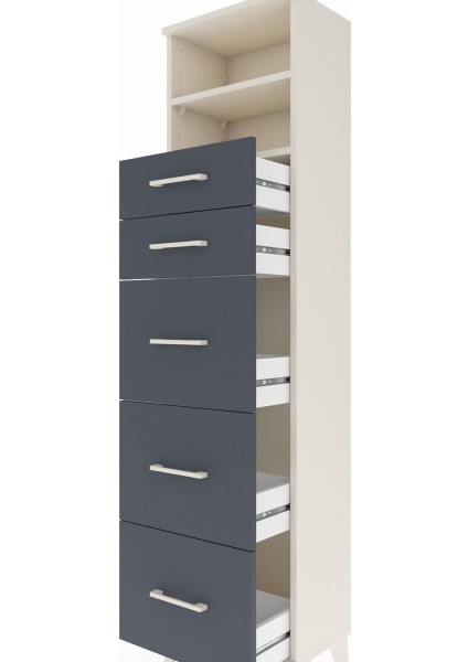 Arges Dolap 2 Raflı 5 Çekmeceli 44X30X182 Aytaşı-Antrasit indirimleri