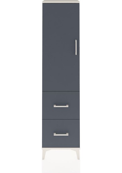 Arges Dolap 4 Raflı 2 Çekmeceli Tek Kapaklı 44X30X182 Aytaşı-Antrasit