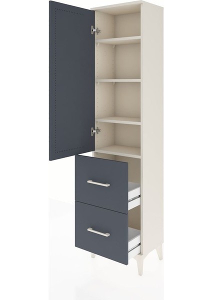 Arges Dolap 4 Raflı 2 Çekmeceli Tek Kapaklı 44X30X182 Aytaşı-Antrasit fırsatları