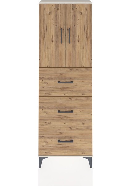 Arges Dolap 3 Raflı 3 Çekmeceli 2 Kapaklı 60X30X182 Aytaşı-Çam
