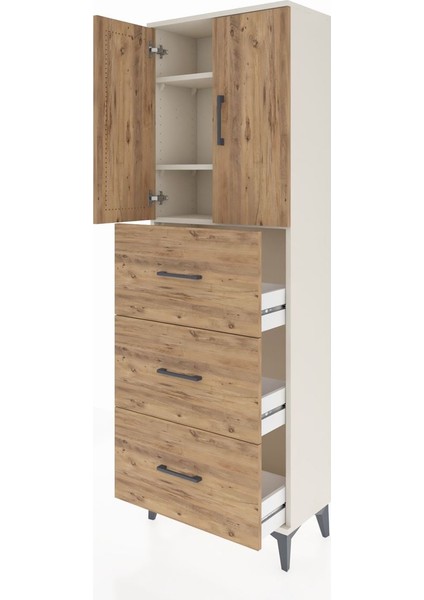 Arges Dolap 3 Raflı 3 Çekmeceli 2 Kapaklı 60X30X182 Aytaşı-Çam fırsatları