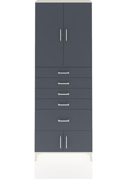Arges Dolap 2 Raflı 5 Çekmeceli 4 Kapaklı 88X30X243 Aytaşı-Antrasit