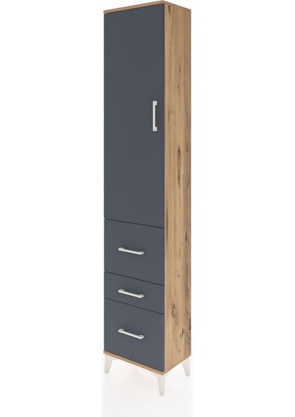 Arges Dolap 3 Raflı 3 Çekmeceli Tek Kapaklı 44X30X221 Çam-Antrasit modelleri