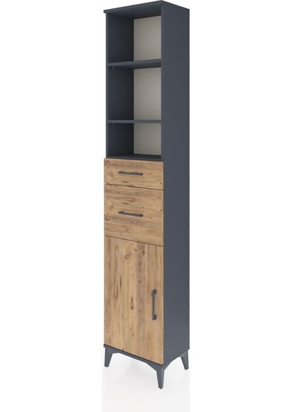 Arges Dolap 4 Raflı 2 Çekmeceli Tek Kapaklı 44X30X221 Antrasit-Çam modelleri