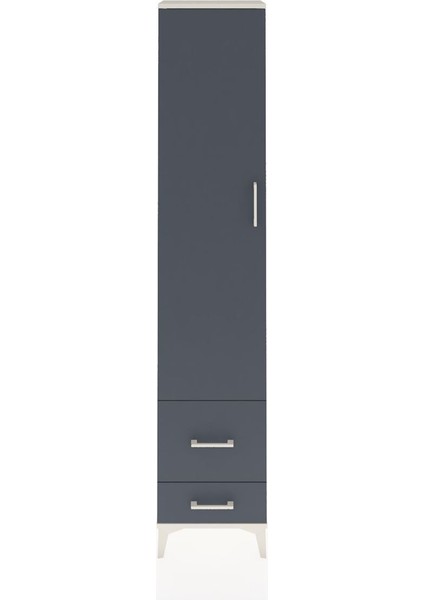 Arges Dolap 4 Raflı 2 Çekmeceli Tek Kapaklı 44X30X221 Aytaşı-Antrasit
