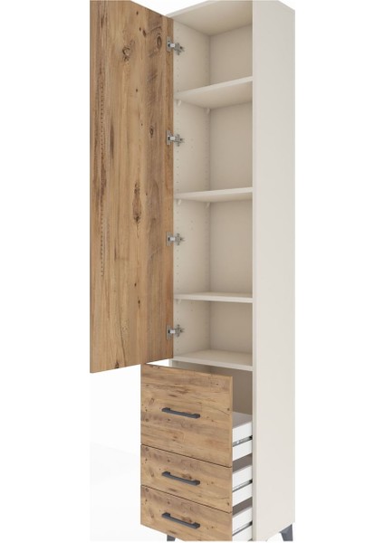 Arges Dolap 4 Raflı 3 Çekmeceli Tek Kapaklı 44X30X221 Aytaşı-Çam indirimleri