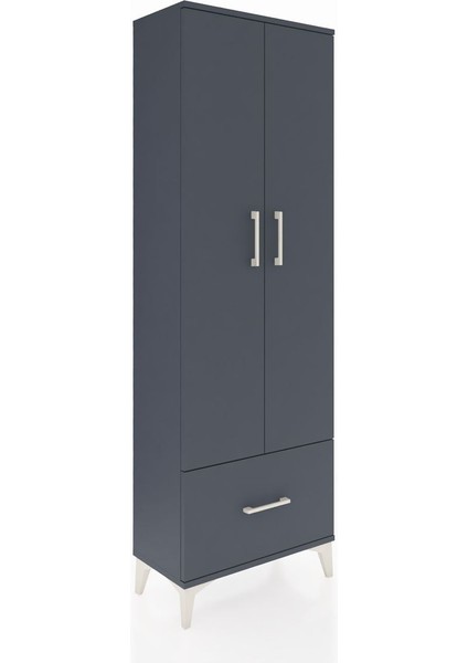 Arges Dolap 4 Raflı Tek Çekmeceli 2 Kapaklı 60X30X182 Antrasit-Antrasit fiyatları