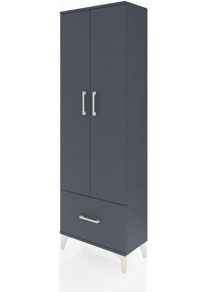 Arges Dolap 4 Raflı Tek Çekmeceli 2 Kapaklı 60X30X182 Antrasit-Antrasit modelleri