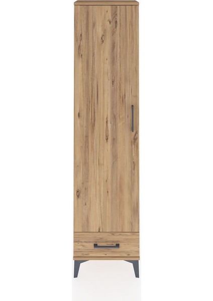 Arges Dolap 2 Raflı Tek Çekmeceli Tek Askılı 44X30X182 Çam-Çam