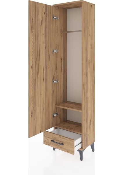 Arges Dolap 2 Raflı Tek Çekmeceli Tek Askılı 44X30X182 Çam-Çam fırsatları