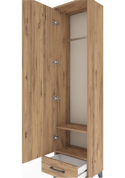 Arges Dolap 2 Raflı Tek Çekmeceli Tek Askılı 44X30X182 Çam-Çam indirimleri