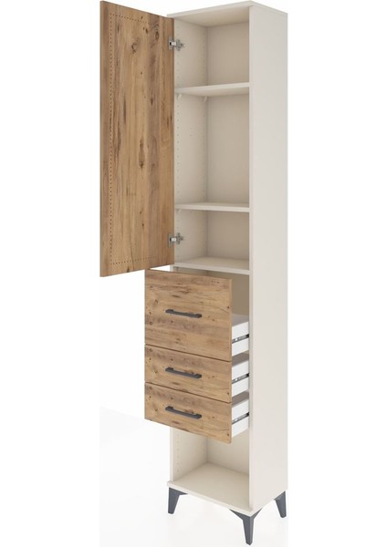 Arges Dolap 3 Raflı 3 Çekmeceli Tek Kapaklı 44X30X221 Aytaşı-Çam fırsatları