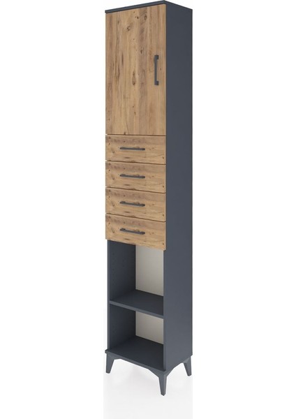 Arges Dolap 3 Raflı 4 Çekmeceli Tek Kapaklı 44X30X221 Antrasit-Çam modelleri