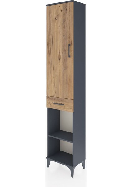 Arges Dolap 3 Raflı Tek Çekmeceli Tek Askılı 44X30X221 Antrasit-Çam modelleri