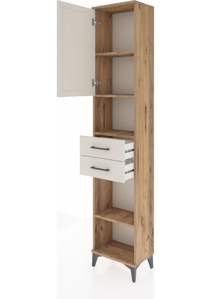 Arges Dolap 4 Raflı 2 Çekmeceli Tek Kapaklı 44X30X221 Çam-Aytaşı fırsatları