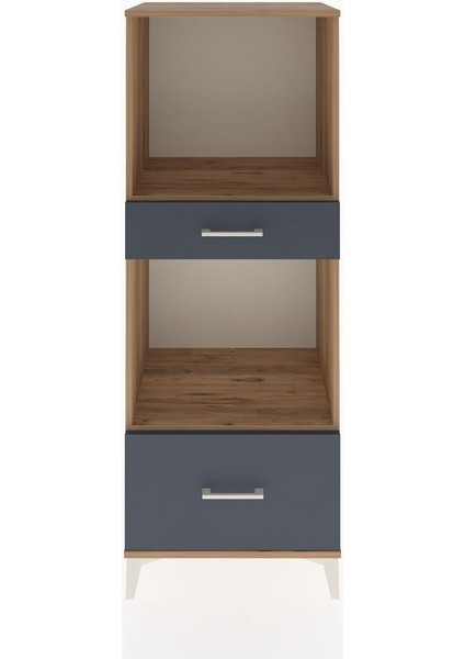 Hyperion Dolap 2 Raflı 2 Çekmeceli 60X44X163 Çam-Antrasit