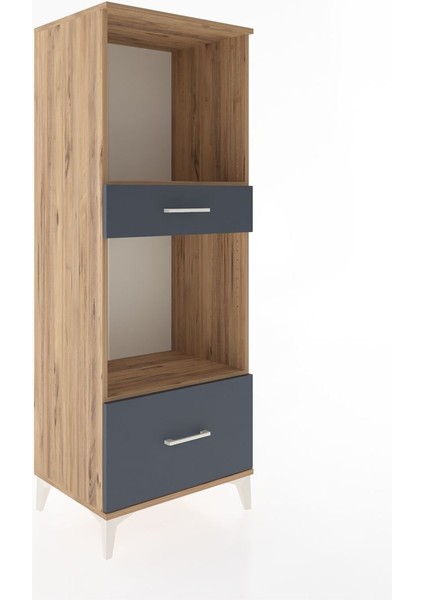 Hyperion Dolap 2 Raflı 2 Çekmeceli 60X44X163 Çam-Antrasit fiyatları