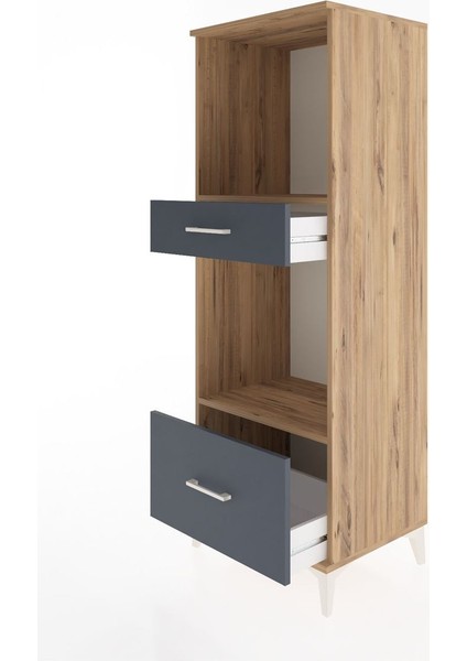 Hyperion Dolap 2 Raflı 2 Çekmeceli 60X44X163 Çam-Antrasit fırsatları