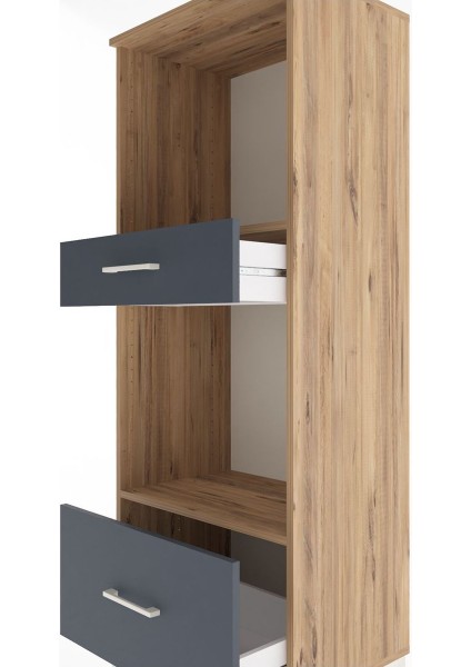 Hyperion Dolap 2 Raflı 2 Çekmeceli 60X44X163 Çam-Antrasit indirimleri