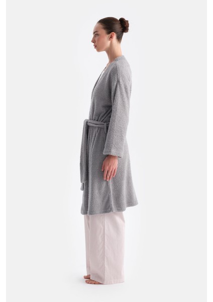 Uzun Kollu Şönil Örme Sabahlık modelleri