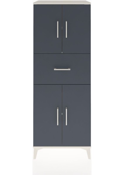 Hyperion Dolap 3 Raflı Tek Çekmeceli 4 Kapaklı 60X44X163 Aytaşı-Antrasit