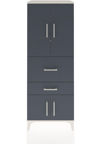 Hyperion Dolap 3 Raflı 2 Çekmeceli 4 Kapaklı 60X44X163 Aytaşı-Antrasit