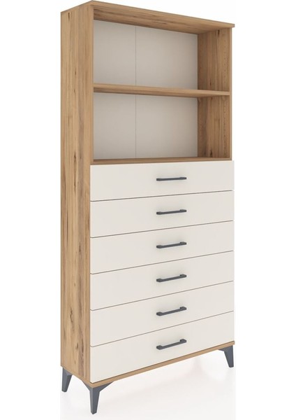 Arges Dolap 2 Raflı 6 Çekmeceli 88X30X182 Çam-Aytaşı fiyatları